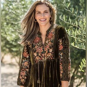 Johnny Was Zarat V Neck Mandarin Tunic XS